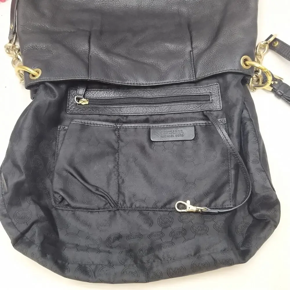 Michael Kors Black Pebbled Leather Chain Strap Crossbody Bag